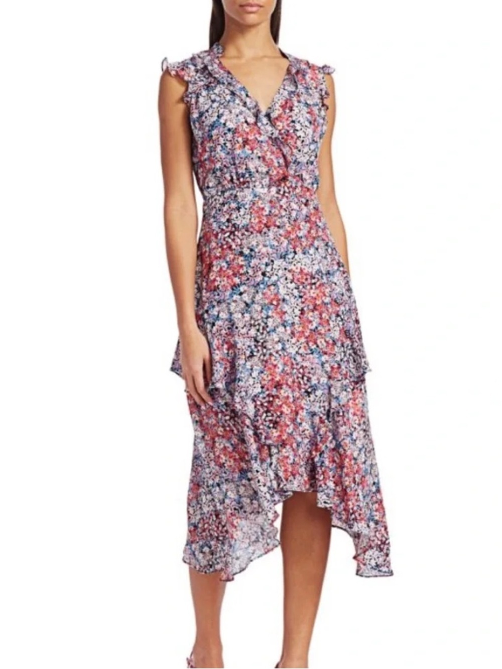 Parker Dahlia Ditsy Floral Silk Sleeveless Dress Size 4